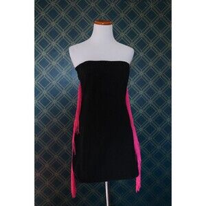 Nasty Gal Strapless Black Mini Dress Hot Pink Tassel Fringe Cowgirl Festival 4